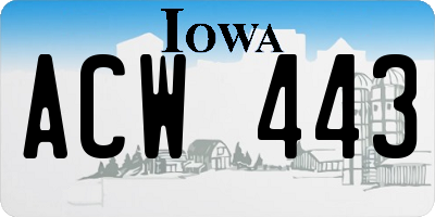 IA license plate ACW443