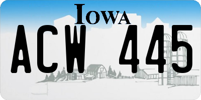IA license plate ACW445