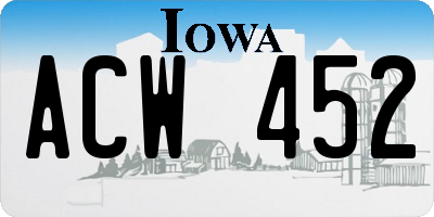 IA license plate ACW452