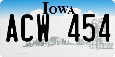 IA license plate ACW454
