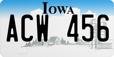 IA license plate ACW456