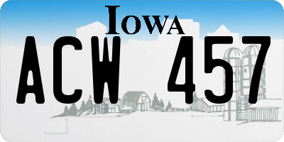 IA license plate ACW457