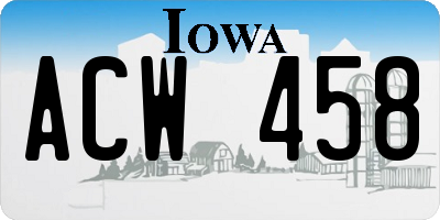 IA license plate ACW458