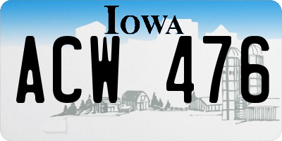 IA license plate ACW476
