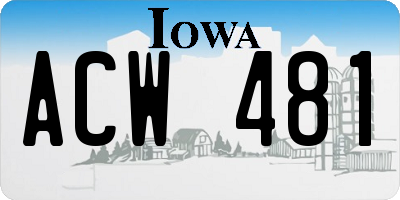 IA license plate ACW481