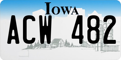 IA license plate ACW482