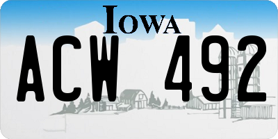 IA license plate ACW492