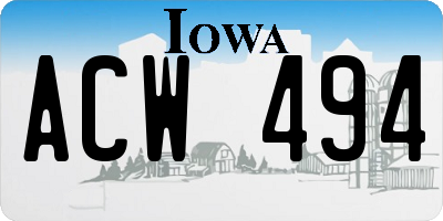IA license plate ACW494