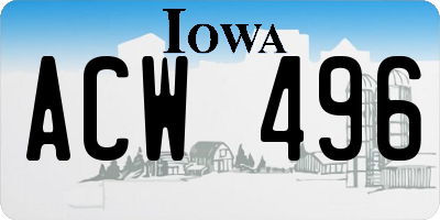 IA license plate ACW496
