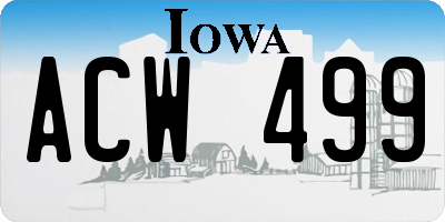 IA license plate ACW499