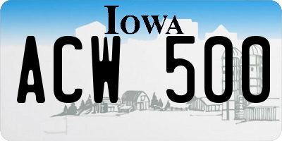IA license plate ACW500