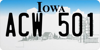 IA license plate ACW501