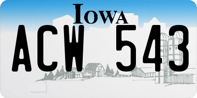 IA license plate ACW543