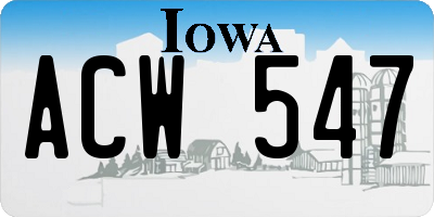 IA license plate ACW547