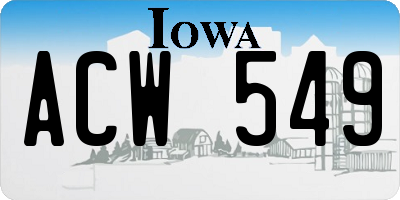 IA license plate ACW549