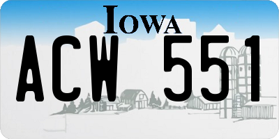 IA license plate ACW551