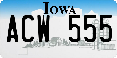 IA license plate ACW555