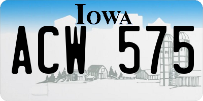 IA license plate ACW575