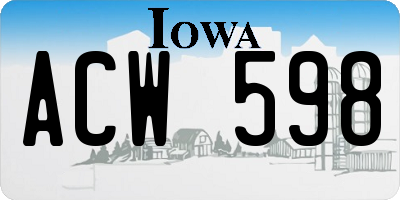 IA license plate ACW598