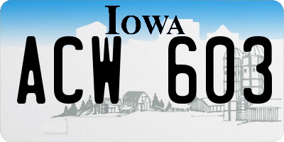 IA license plate ACW603