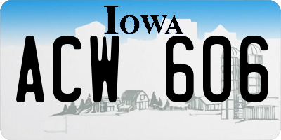 IA license plate ACW606