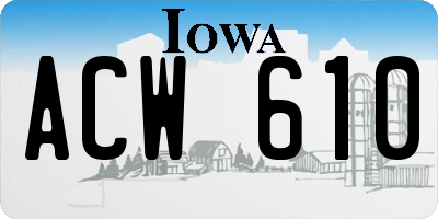 IA license plate ACW610
