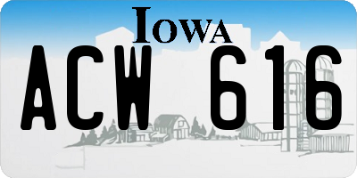IA license plate ACW616