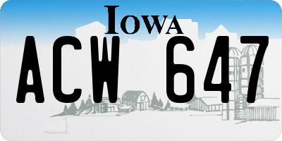 IA license plate ACW647