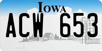 IA license plate ACW653
