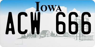 IA license plate ACW666