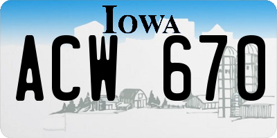 IA license plate ACW670