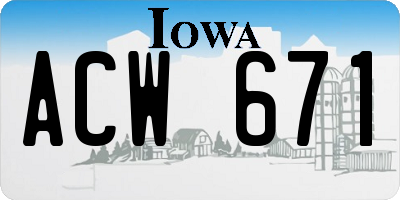 IA license plate ACW671