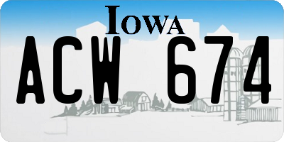 IA license plate ACW674