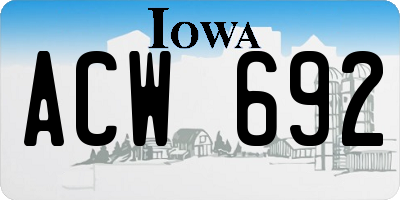 IA license plate ACW692