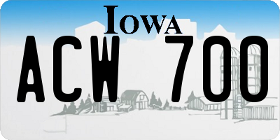 IA license plate ACW700