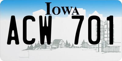 IA license plate ACW701