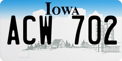 IA license plate ACW702