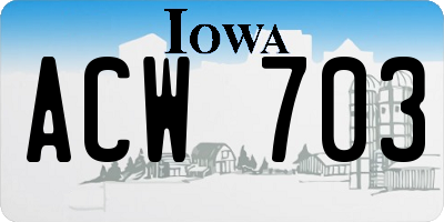 IA license plate ACW703
