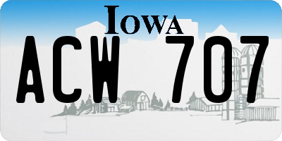 IA license plate ACW707