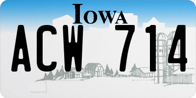 IA license plate ACW714