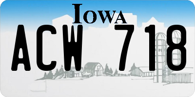 IA license plate ACW718