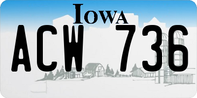 IA license plate ACW736