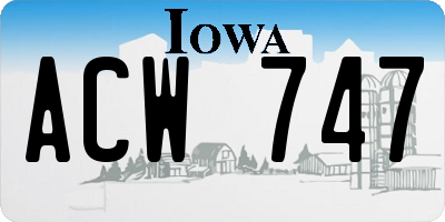 IA license plate ACW747