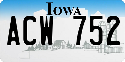 IA license plate ACW752