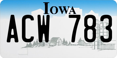 IA license plate ACW783