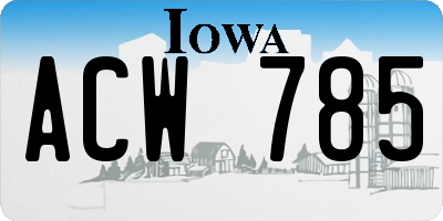 IA license plate ACW785