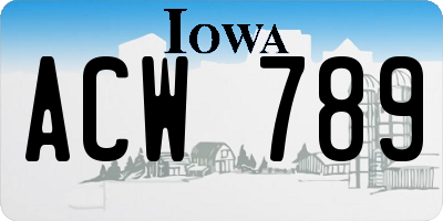 IA license plate ACW789