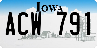 IA license plate ACW791