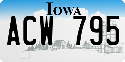 IA license plate ACW795