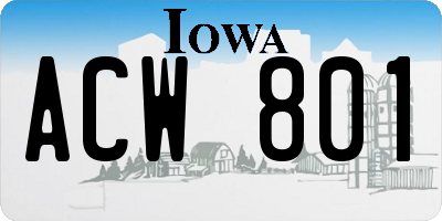 IA license plate ACW801